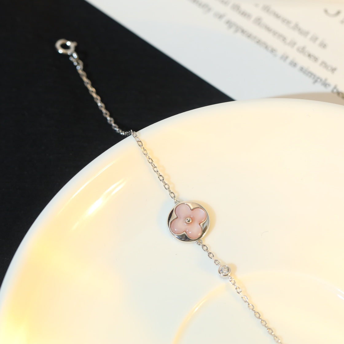 [Lumina]SUN MOTIF PINK MOP SILVER BRACELET