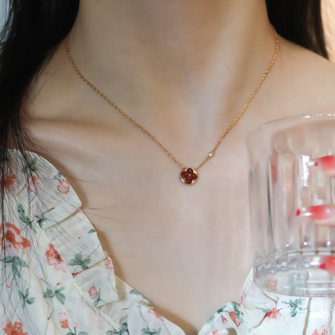 [Lumina]SUN PEDANT PINK GOLD 1 DIAMOND NECKLACE