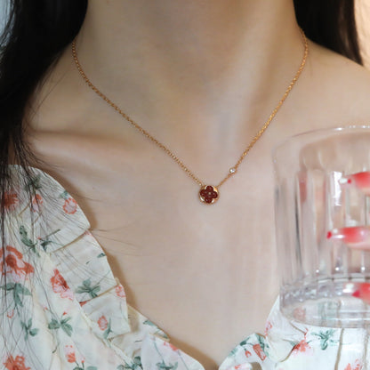 [Lumina]SUN PEDANT PINK GOLD 1 DIAMOND NECKLACE