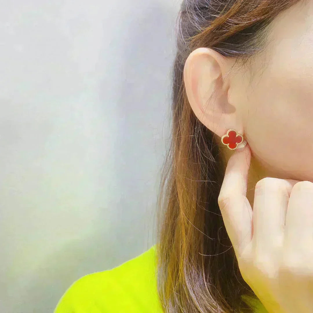 [Lumina]CLOVER MEDIUM 1 MOTIFS CARNELIAN  EARRINGS