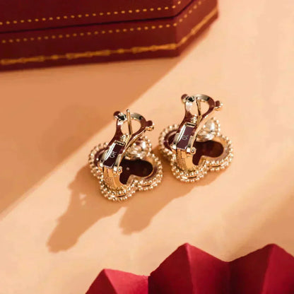 [Lumina]CLOVER MEDIUM 1 MOTIFS CARNELIAN  EARRINGS