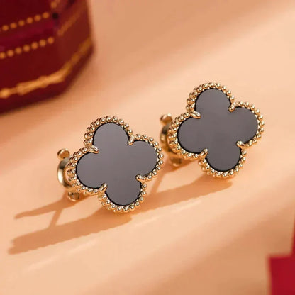 [Lumina]CLOVER MEDIUM 1 MOTIFS  ONYX STUD EARRINGS