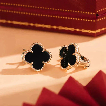 [Lumina]CLOVER MEDIUM 1 MOTIFS  ONYX STUD EARRINGS