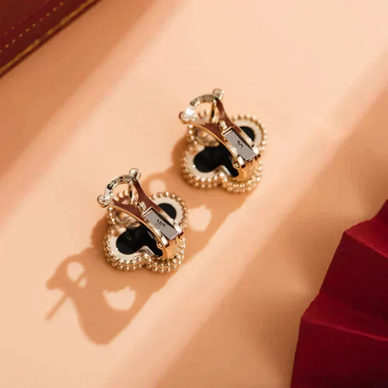 [Lumina]CLOVER MEDIUM 1 MOTIFS  ONYX STUD EARRINGS