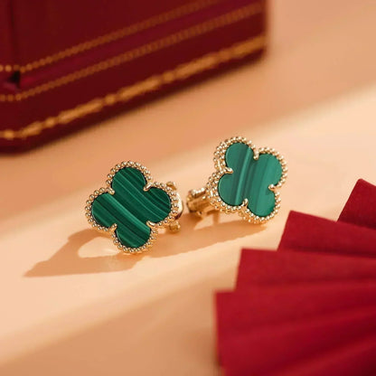 [Lumina]CLOVER MEDIUM 1 MOTIFS MALACHITE  EARRINGS