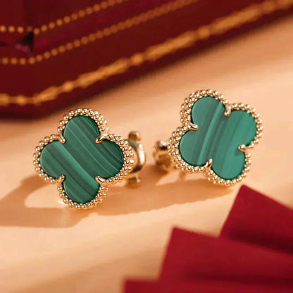[Lumina]CLOVER MEDIUM 1 MOTIFS MALACHITE  EARRINGS