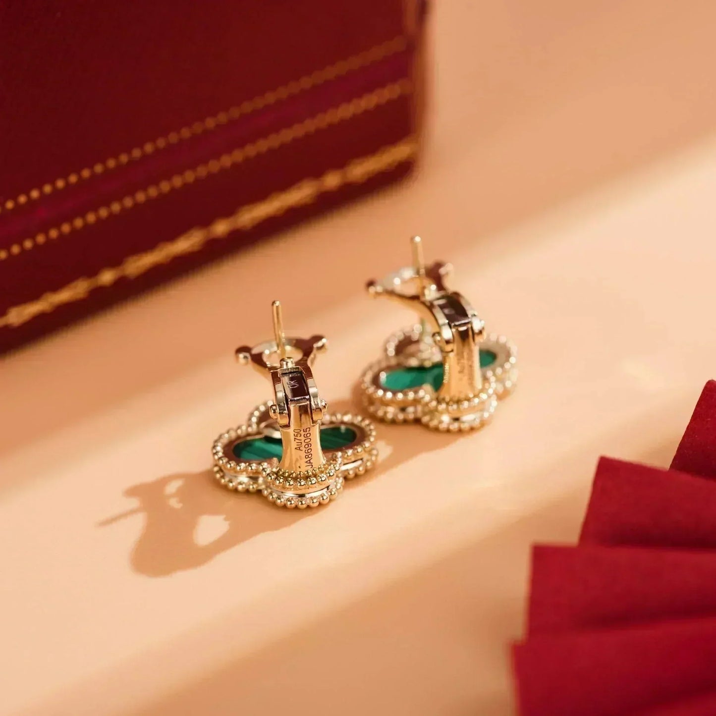 [Lumina]CLOVER MEDIUM 1 MOTIFS MALACHITE  EARRINGS