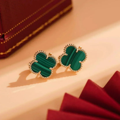 [Lumina]CLOVER MEDIUM 1 MOTIFS MALACHITE  EARRINGS