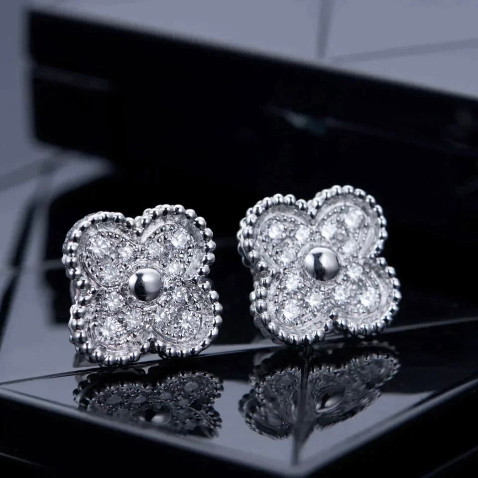 [Lumina]CLOVER 1 MOTIFS DIAMOND STUD EARRINGS SILVER