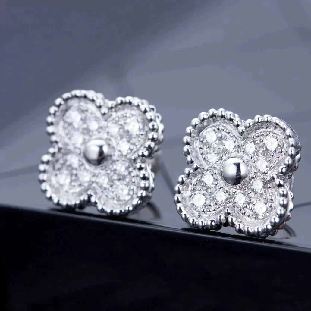 [Lumina]CLOVER 1 MOTIFS DIAMOND STUD EARRINGS SILVER