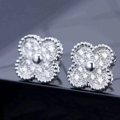 [Lumina]CLOVER 1 MOTIFS DIAMOND STUD EARRINGS SILVER