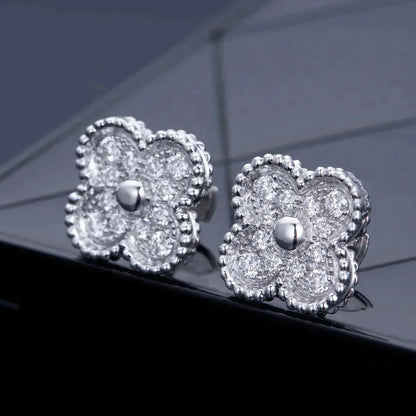 [Lumina]CLOVER 1 MOTIFS DIAMOND STUD EARRINGS SILVER