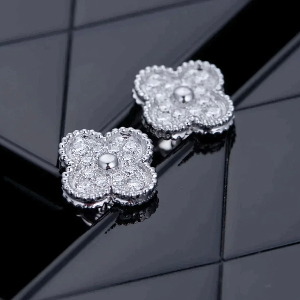 [Lumina]CLOVER 1 MOTIFS DIAMOND STUD EARRINGS SILVER