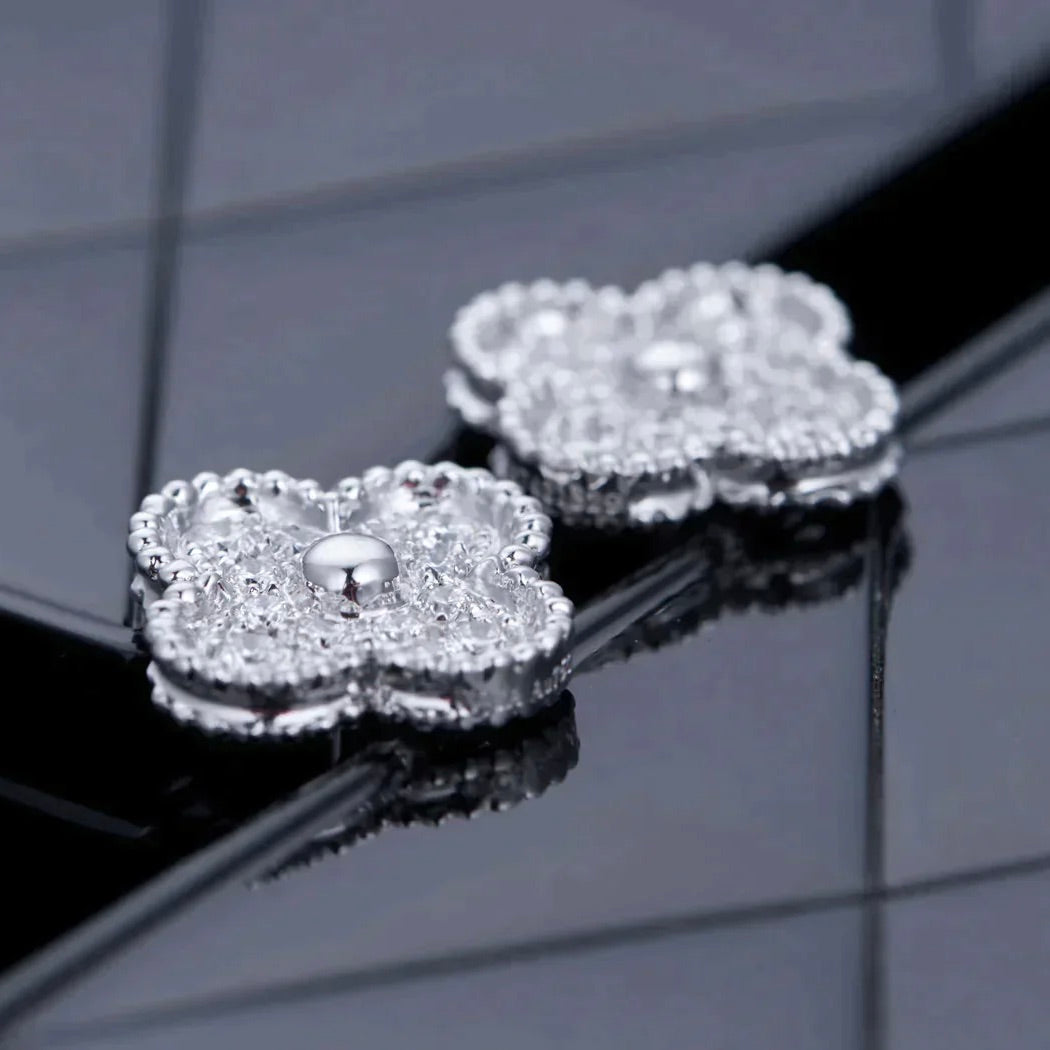 [Lumina]CLOVER 1 MOTIFS DIAMOND STUD EARRINGS SILVER