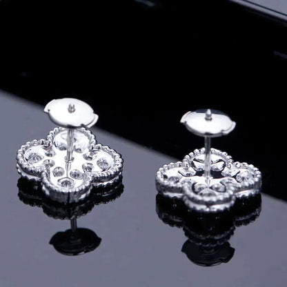 [Lumina]CLOVER 1 MOTIFS DIAMOND STUD EARRINGS SILVER