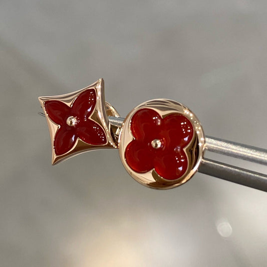 [Lumina]STAR AND SUN PINK GOLD CARNELIAN STUD EARRINGS