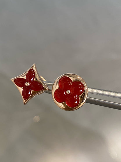 [Lumina]STAR AND SUN PINK GOLD CARNELIAN STUD EARRINGS
