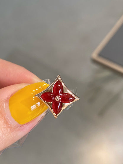 [Lumina]STAR AND SUN PINK GOLD CARNELIAN STUD EARRINGS
