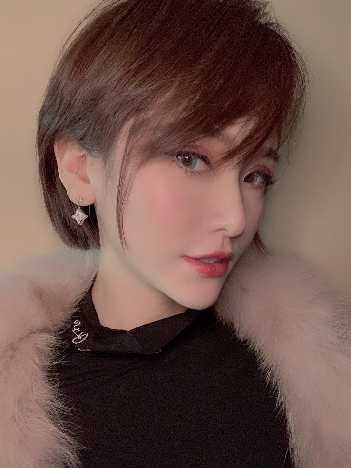 [Lumina]DOUBLE STAR PINK GOLD MOP DROP EARRINGS