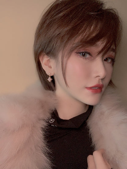 [Lumina]DOUBLE STAR PINK GOLD MOP DROP EARRINGS
