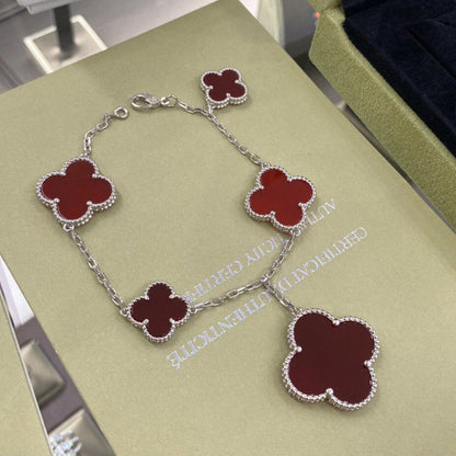 [Lumina]CLOVER 5 MOTIFS SIVLER CARNELIAN BRACELET