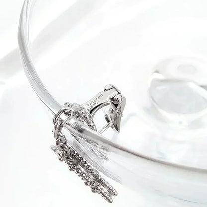 [Lumina]CLOVER 2 MOTIFS  DIAMOND ONYX EARRINGS SILVER
