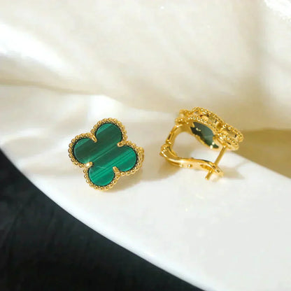 [Lumina]CLOVER MEDIUM 1 MOTIFS MALACHITE  EARRINGS