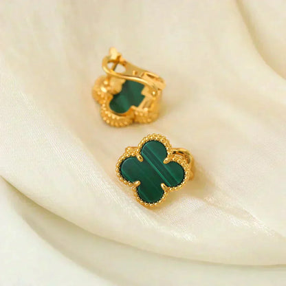 [Lumina]CLOVER MEDIUM 1 MOTIFS MALACHITE  EARRINGS