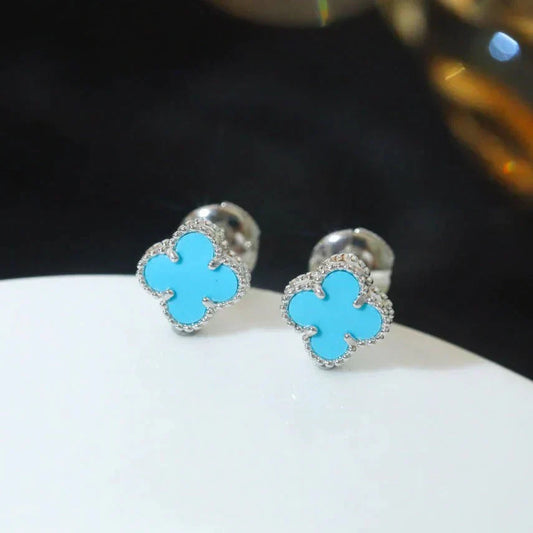 [Lumina]CLOVER MINI 9.5MM ONYX STUD EARRINGS SILVER