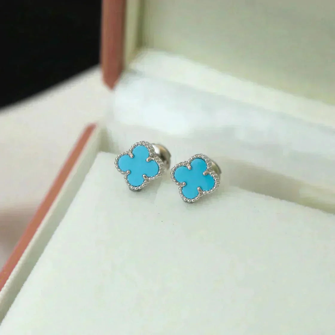 [Lumina]CLOVER MINI 9.5MM ONYX STUD EARRINGS SILVER