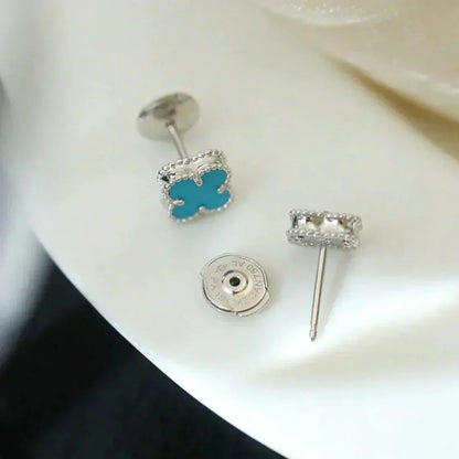 [Lumina]CLOVER MINI 9.5MM ONYX STUD EARRINGS SILVER
