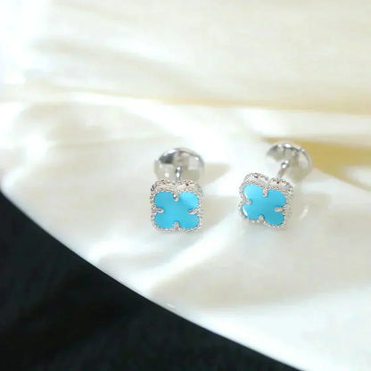 [Lumina]CLOVER MINI 9.5MM ONYX STUD EARRINGS SILVER