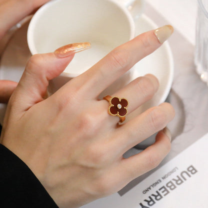 [Lumina]CLOVER CARNELIAN RING Lumina GOLD DIAMOND
