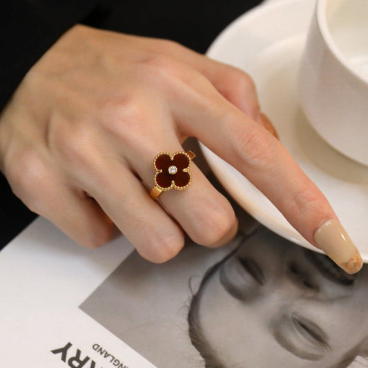 [Lumina]CLOVER CARNELIAN RING Lumina GOLD DIAMOND
