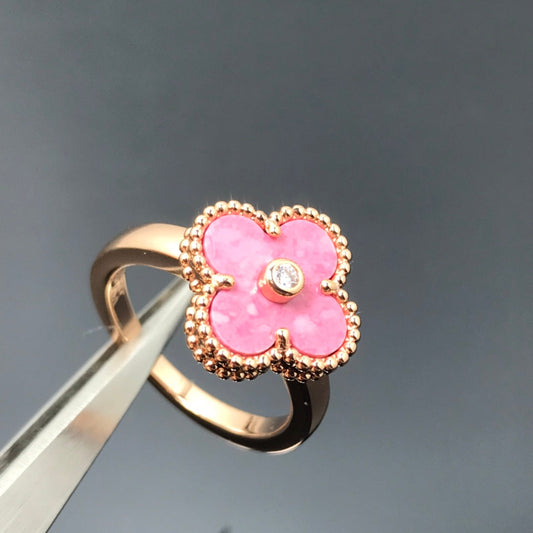 [Lumina]CLOVER RHODONITE Lumina GOLD RING