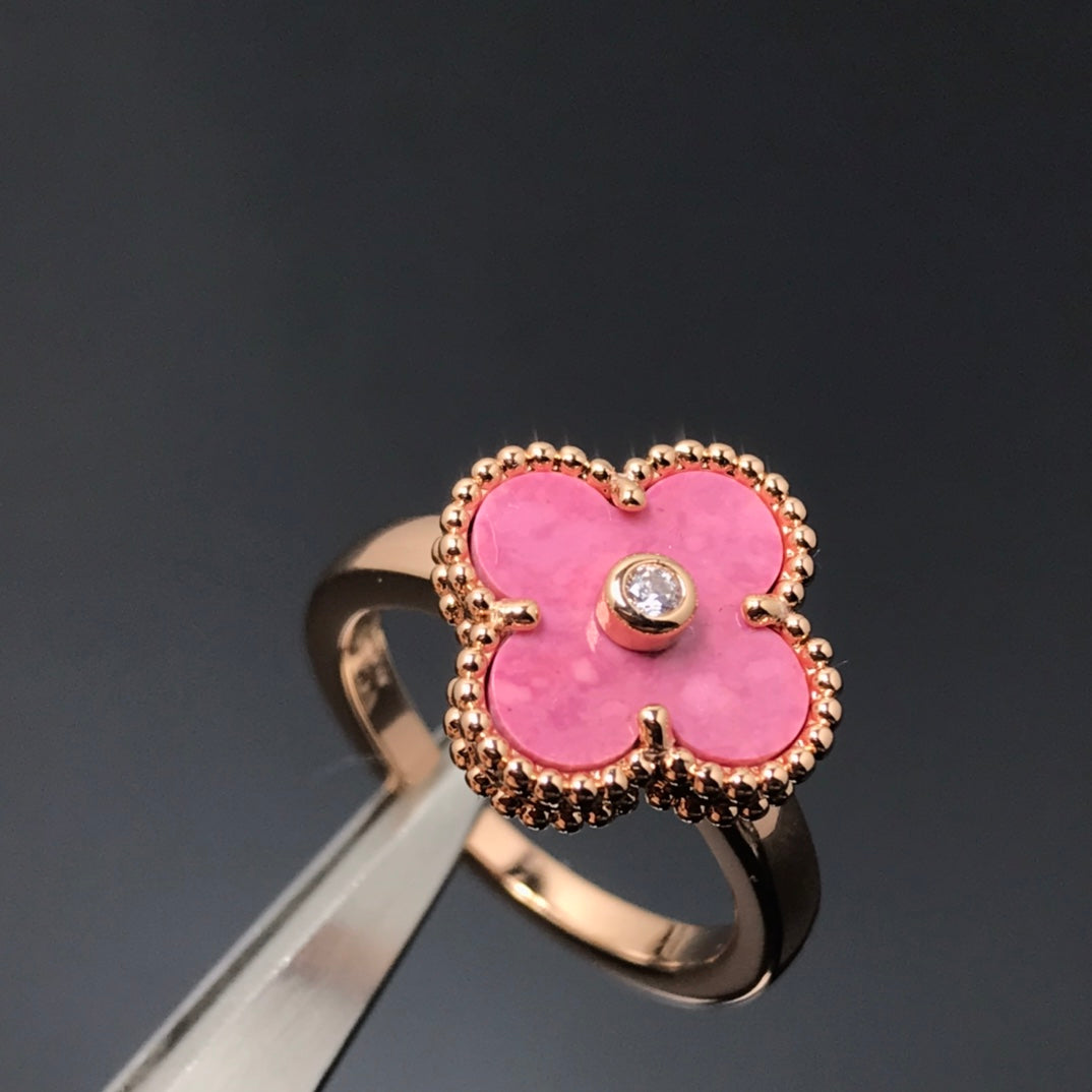 [Lumina]CLOVER RHODONITE Lumina GOLD RING