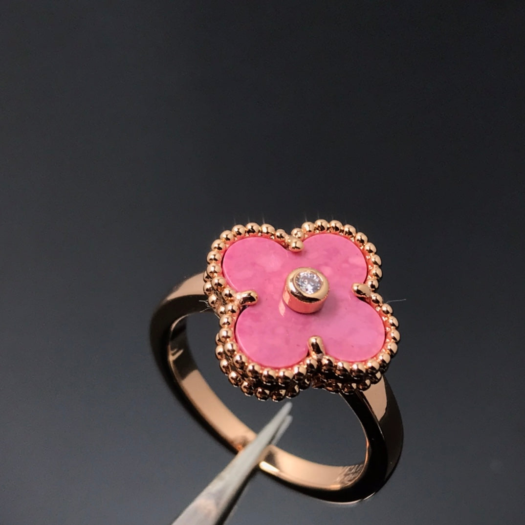 [Lumina]CLOVER RHODONITE Lumina GOLD RING