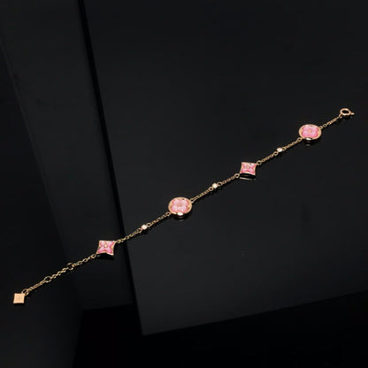 [Lumina]STAR AND SUN 4 MOTIF PINK MOP PINK GOLD BRACELET
