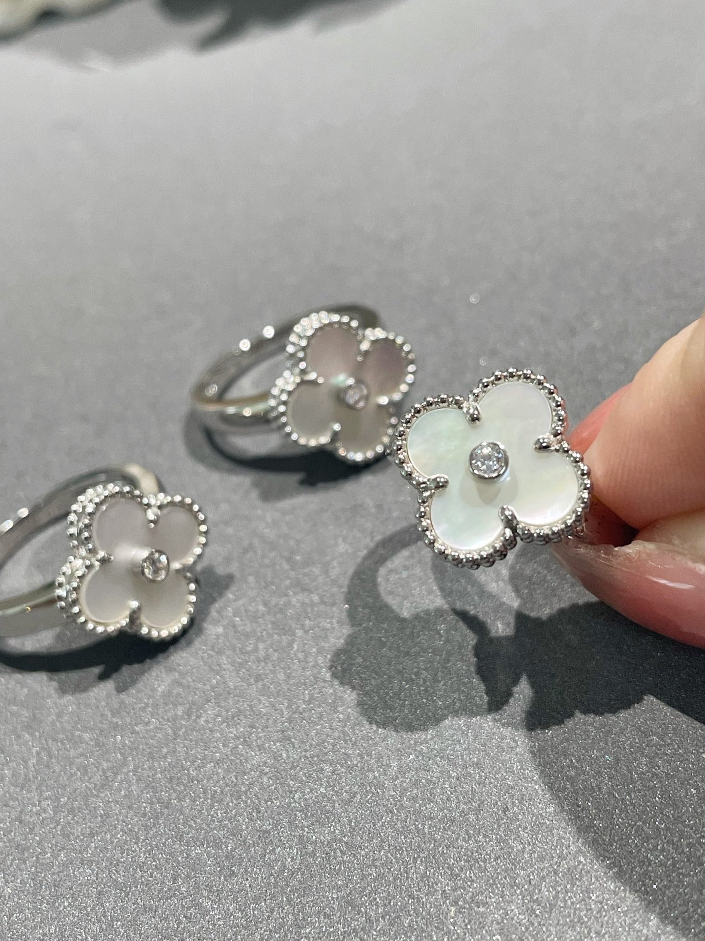 [Lumina]CLOVER SILVER MOP DIAMOND RING