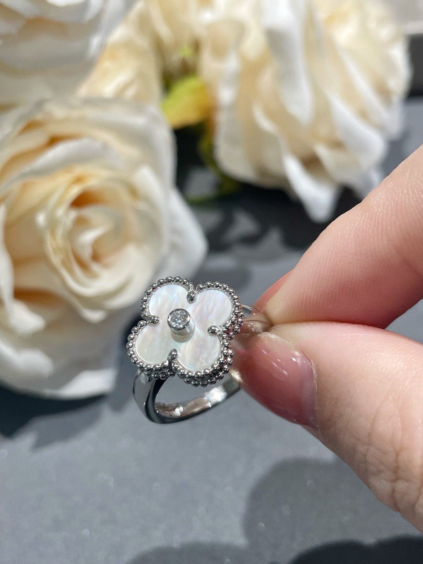 [Lumina]CLOVER SILVER MOP DIAMOND RING