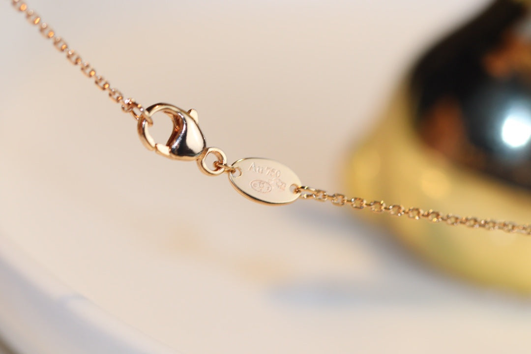 [Lumina]JEUX MALACHITE 1 DIAMOND PINK GOLD NECKLACE
