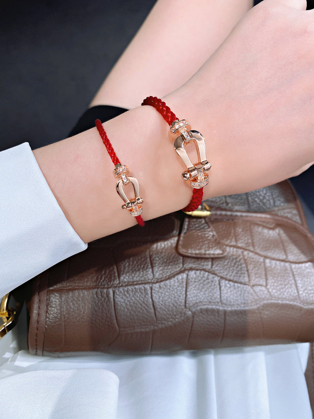 [Lumina]FORCE 10 HALF DIAMOND PINK GOLD RED CORDERI LARGE AND MEDIUM MODEL