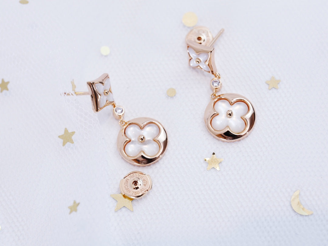 [Lumina]STAR AND SUN PINK GOLD MOP DROP EARRINGS