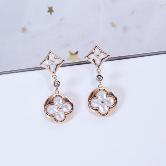 [Lumina]STAR AND SUN PINK GOLD MOP DROP EARRINGS