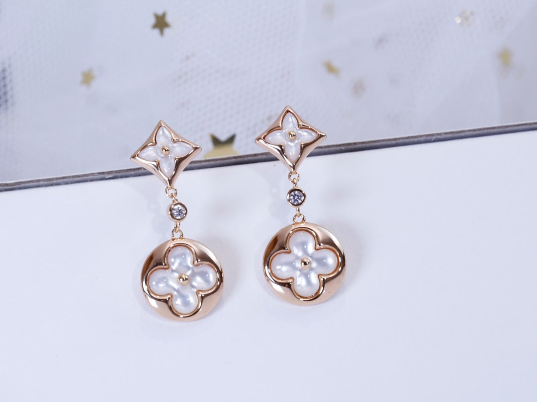 [Lumina]STAR AND SUN PINK GOLD MOP DROP EARRINGS