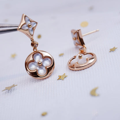 [Lumina]STAR AND SUN PINK GOLD MOP DROP EARRINGS