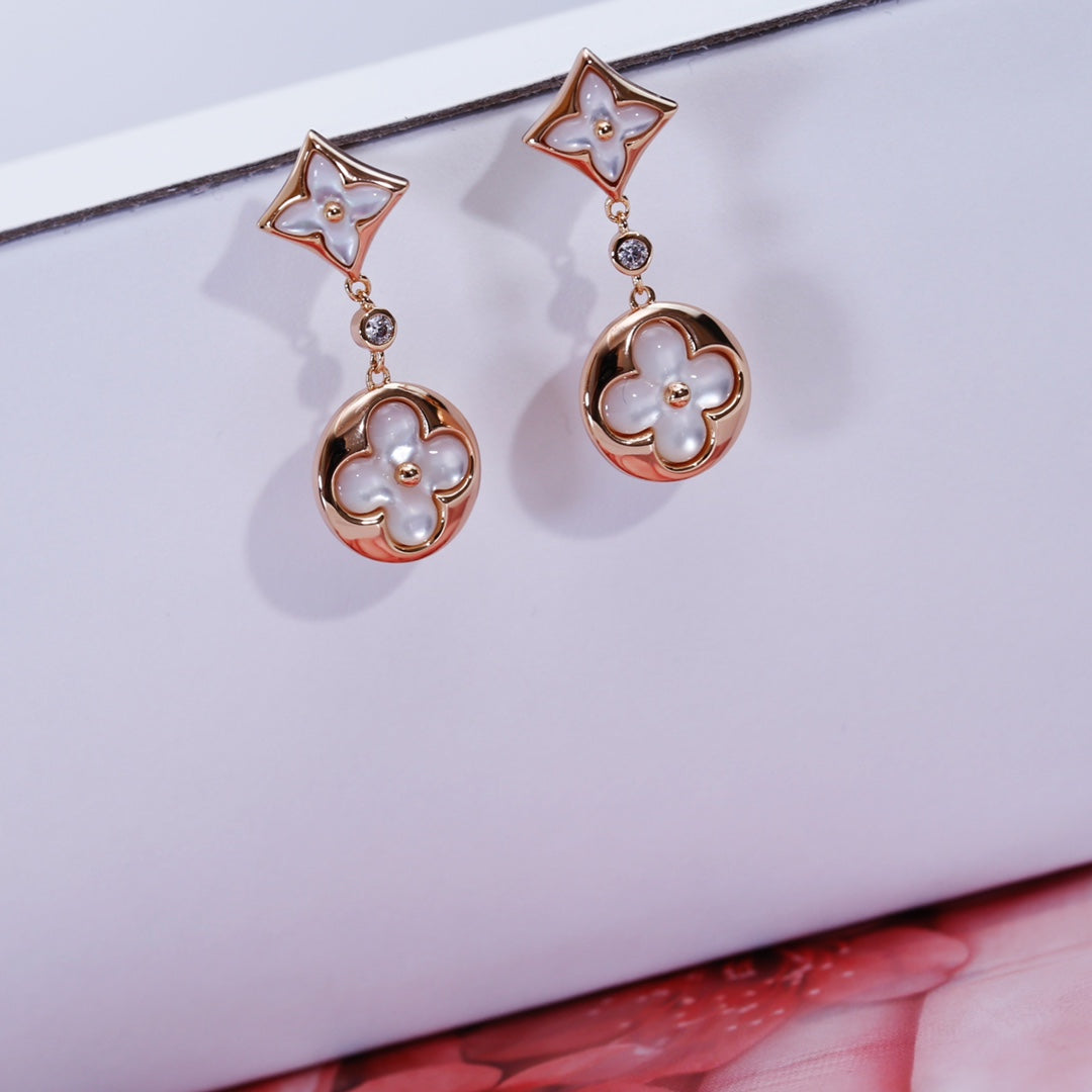 [Lumina]STAR AND SUN PINK GOLD MOP DROP EARRINGS
