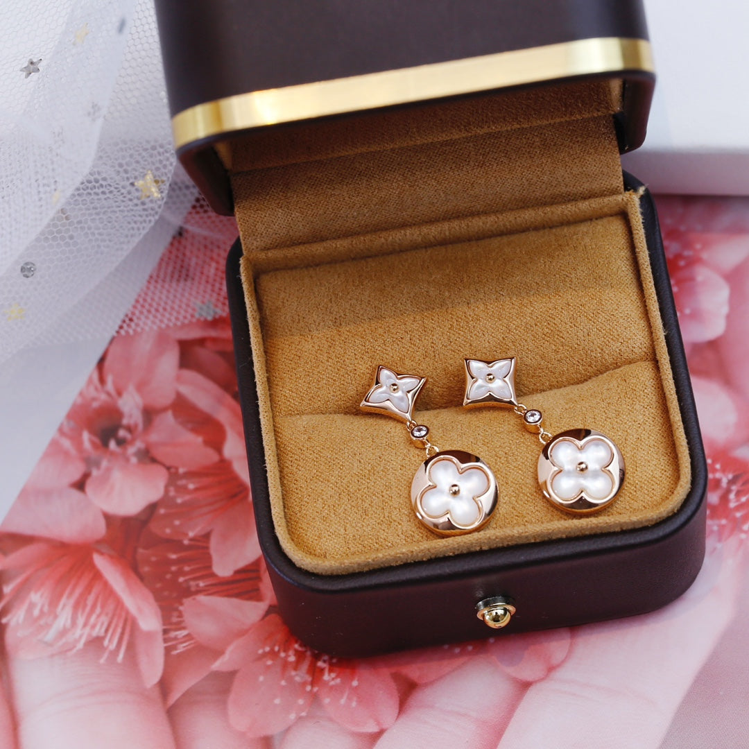 [Lumina]STAR AND SUN PINK GOLD MOP DROP EARRINGS
