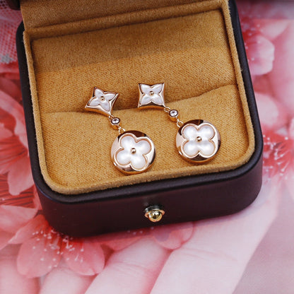 [Lumina]STAR AND SUN PINK GOLD MOP DROP EARRINGS