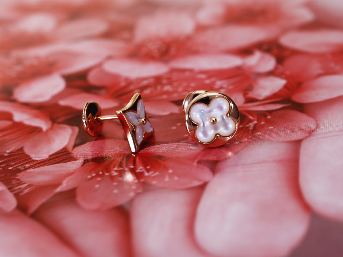 [Lumina]STAR AND SUN PINK GOLD MOP STUD EARRINGS